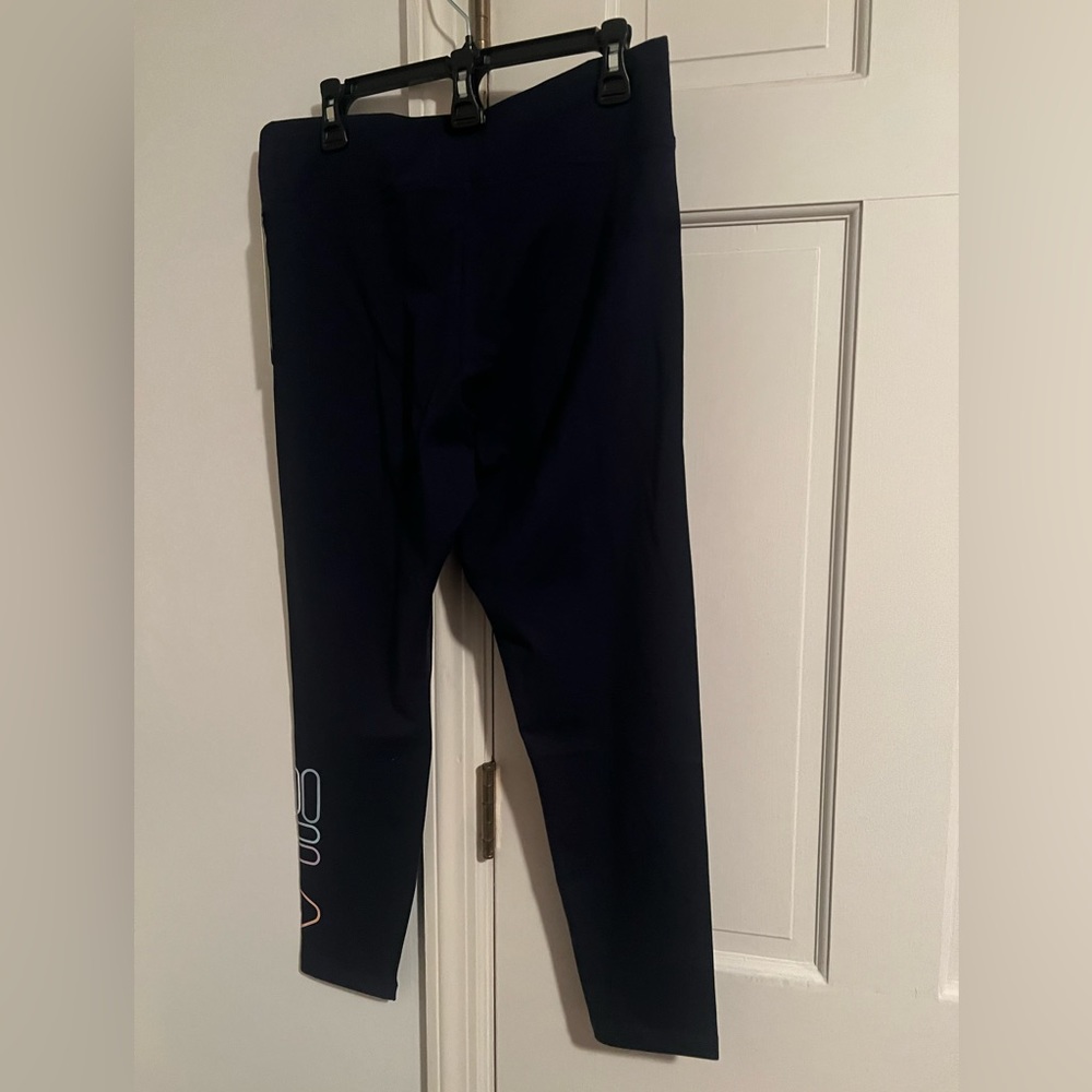 🦚2/$40 FILA Logo Women’s Legging / Yoga Pants Navy Blue sz XL Extra Large NWOT - Picture 8 of 15